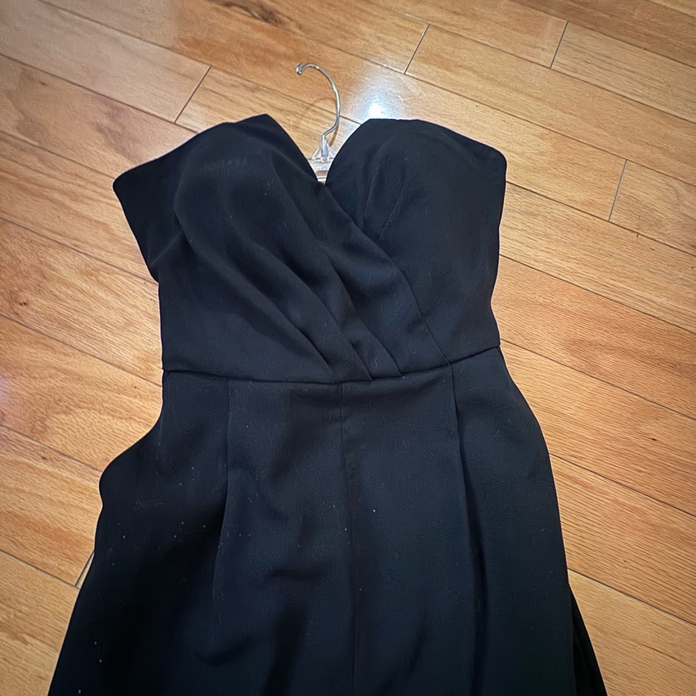 Bebe Classy Black Strapless Back Zip & Bow Tie Pockets Jumpsuit Size S